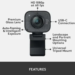 Logitech StreamCam Plus Webcam, Black (960-001280)* Webcams