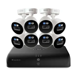 Security Cameras & Systems<Lorex Fusion 4K 8.0-MP 12-Camera-Capable 2-TB DVR System with 8 Wired Smart Deterrence Cameras, White (D881A82B-8DA8)