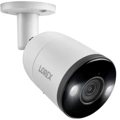 Security Cameras & Systems<Lorex 4K Ultra HD Indoor/Outdoor Add-on IP Bullet Security Camera with Smart Deterrence, White (E893AB-E)