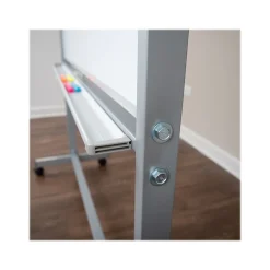 Hot Dry-Erase Mobile Combination Ghost Grid/Whiteboard, Aluminum Frame, 36