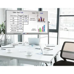 Best Dry-Erase Mobile Combination Ghost Grid/Whiteboard, Aluminum Frame, 40