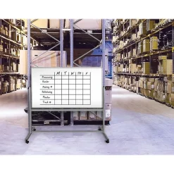 Best Dry-Erase Mobile Combination Ghost Grid/Whiteboard, Aluminum Frame, 40