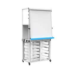 Discount Dry-Erase Mobile Modular Teacher Whiteboard with Storage, Steel Frame, 36" x 32" (MBSRWSTN) Dry Erase