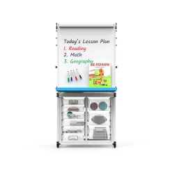 Discount Dry-Erase Mobile Modular Teacher Whiteboard with Storage, Steel Frame, 36