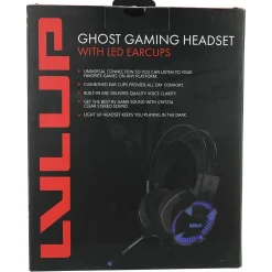 Lvlup Deluxe Light-Up Over-Ear Gaming Headphones with Microphone, Black (LU732)