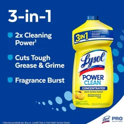 Lysol Power Clean Concentrated Multi-Surface Cleaner, Sparkling Lemon & Sunflower Essence Scent, 28 oz, 9/Carton (19200-82513CT)