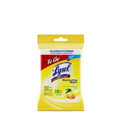 Lysol To Go Disinfecting Wipes To Go, Lemon & Lime Blossom Scent, 15 Wipes/Pack, 48 Packs/Carton (1920099717)