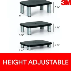 3M Adjustable Monitor Stand, Holds up to 80 lbs. Height Adjustable From 1 in. to 5 7/8 in. (MS80B)* Monitor Mounts & Stands