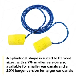 Ear Protection<3M E-A-R Classic Earplugs, Corded, Poly Bag, 200 Pairs/Case (311-1101)