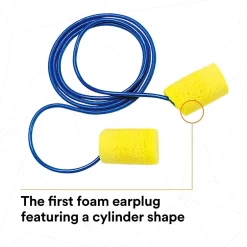 Ear Protection<3M E-A-R Classic Earplugs, Corded, Poly Bag, 200 Pairs/Case (311-1101)