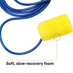 Ear Protection<3M E-A-R Classic Earplugs, Corded, Poly Bag, 200 Pairs/Case (311-1101)