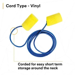 Ear Protection<3M E-A-R Classic Earplugs, Corded, Poly Bag, 200 Pairs/Case (311-1101)