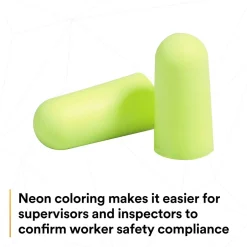 Ear Protection<3M E-A-Rsoft Yellow Neons Earplugs 312-1250, Uncorded, Poly Bag, 200 Pairs/Case (312-1250)