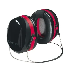 Ear Protection<3M ™ Optime 105 Earmuffs, Peltor Dual Cup Backband Hearing Protector, Black/Red, 29dB