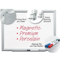 Porcelain Dry-Erase Whiteboard, Aluminum Frame, 8' x 4' (DEP9648A) Dry Erase