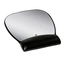 3M ™ Precise Vertex Mouse Pad with Gel Wrist Rest, Non-Skid Base, Black/Silver (MW310LE)* Ergonomic Wrist Rests