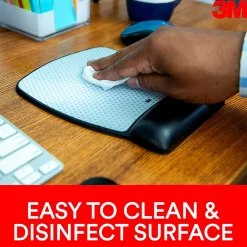 3M ™ Precise Vertex Mouse Pad with Gel Wrist Rest, Non-Skid Base, Black/Silver (MW310LE)* Ergonomic Wrist Rests