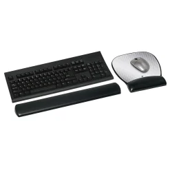 3M ™ Precise Vertex Mouse Pad with Gel Wrist Rest, Non-Skid Base, Black/Silver (MW310LE)* Ergonomic Wrist Rests