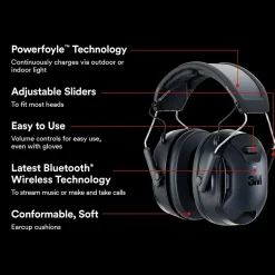 Ear Protection<3M WorkTunes Connect and Solar Wireless Bluetooth Hearing Protector, 26 dB, Black (90573-DC)