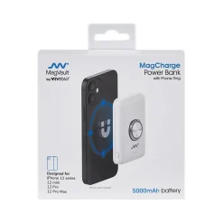 Vivitar MagVault by Wireless Power Bank for iPhone 12/12 Pro/12 Pro Max/12 mini, 5000mAh, White (MOV3031WHTT3524)