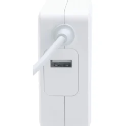 Manhattan Power Delivery Wall Charger with Built-in USB-C Cable, 60-Watts, White, (180245)