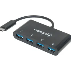 Usb Hubs<Manhattan SuperSpeed 4-Port USB 3.0 Hub, Black (ICI162746)