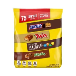 Chocolate<Mars Fun-Size Milk Chocolate Candy Variety Mix, 40.3 oz., 75 Pieces (459747)
