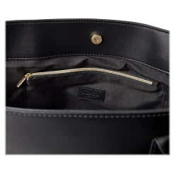 Martha Stewart Deluxe Black Faux Leather Tote, Medium (MS106D)