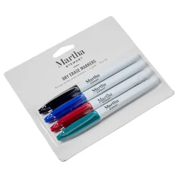 Martha Stewart Dry Erase Markers, Fine Tip, Assorted Inks, 4/Pack (MS107D) New