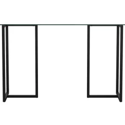 Clearance Eli 47"W Glass/Steel Home Office Desk, Clear/Oil-Rubbed Bronze (XUDK1BK) Computer Desks