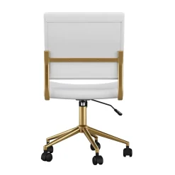 Sale Ivy Armless Faux Leather Swivel Office Chair, White/Polished Brass (CH2209211WHGLD) Office Chairs