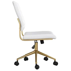 Sale Ivy Armless Faux Leather Swivel Office Chair, White/Polished Brass (CH2209211WHGLD) Office Chairs