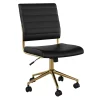 New Ivy Armless Faux Leather Swivel Office Chair, Black/Polished Brass (CH2209211BKGLD) Office Chairs