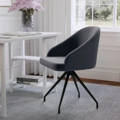 Clearance Sora Fabric Swivel Stationary Office Chair, Gray/Oil Rubbed Bronze (CH222119GYBK) Office Chairs