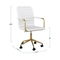 Clearance Taytum Ergonomic Faux Leather Swivel Office Chair, White (CH142370WHGLD) Office Chairs