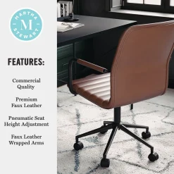 Discount Taytum Faux Leather Swivel Office Chair, Saddle Brown/Oil Rubbed Bronze (CH142370BRBK) Office Chairs