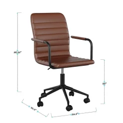 Discount Taytum Faux Leather Swivel Office Chair, Saddle Brown/Oil Rubbed Bronze (CH142370BRBK) Office Chairs