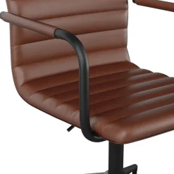 Discount Taytum Faux Leather Swivel Office Chair, Saddle Brown/Oil Rubbed Bronze (CH142370BRBK) Office Chairs