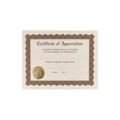 Online Appreciation Certificates, 8.5" x 11", Metallic Gold, 18/Pack (20104238) Awards & Certificates