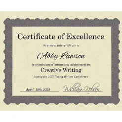 Sale Certificates, 8.5" x 11", Beige/Metallic Silver, 25/Pack (934325) Awards & Certificates