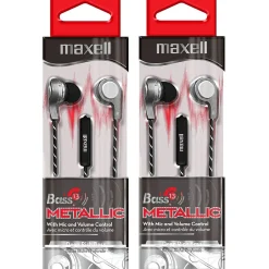Maxwell Maxell Bass13 Metallic Earbuds with Mic & Volume Control, Pack of 2 (MAX199600-2)