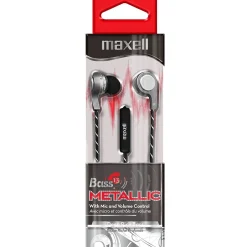 Maxwell Maxell Bass13 Metallic Earbuds with Mic & Volume Control, Pack of 2 (MAX199600-2)