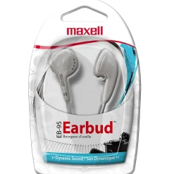 Maxwell Maxell Budget Stereo Earbuds, White, 6/Pack (MAX190599-6)