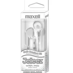 Maxwell Maxell Jelleez Soft Earbuds with Mic, White, 2/Bundle (MAX199728-2)