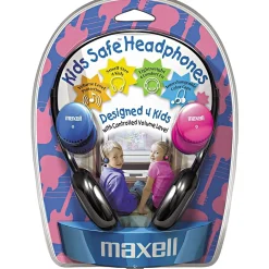 Headphones<Maxell Kids Safe Headphones, Pink/Blue/Silver (KHP-2)