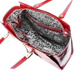 McKlein Aldora Ladies' Tote with Tablet Pocket, Top Grain Cowhide Leather, Red (97506)