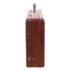 McKlein Coughlin Expandable Attache Briefcase, Top Grain Cowhide Leather, Brown (80464)
