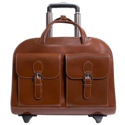 McKlein Davis L Series Laptop Briefcase, Brown Genuine Leather (96184A)