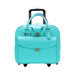 McKlein DENALI 15" Leather Laptop Bag, Aqua Blue (99708) Clearance