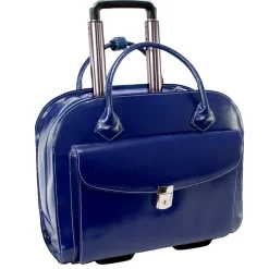 McKlein Granville L Series Laptop Briefcase, Navy Genuine Leather (96147A)
